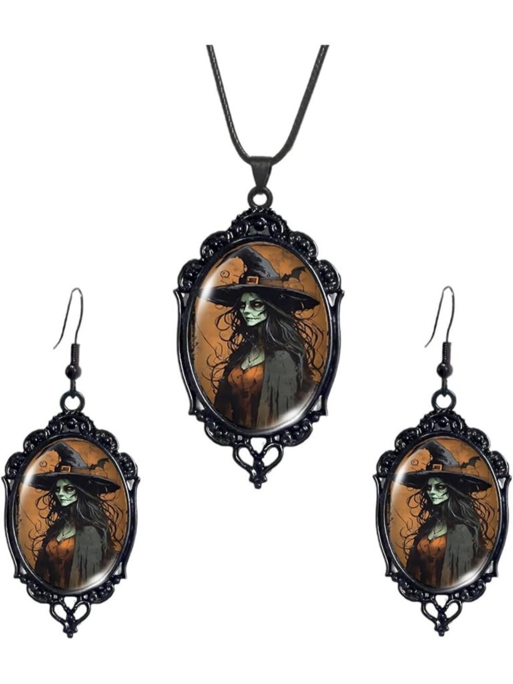 Women’s Jewelry Brown Witch Set Halloween Victorian Punk Gothic Necklace Earring